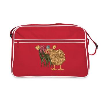 Chicken Chickens Poultry Chicken Coop Flowers - Retro Bag - red/white - Front