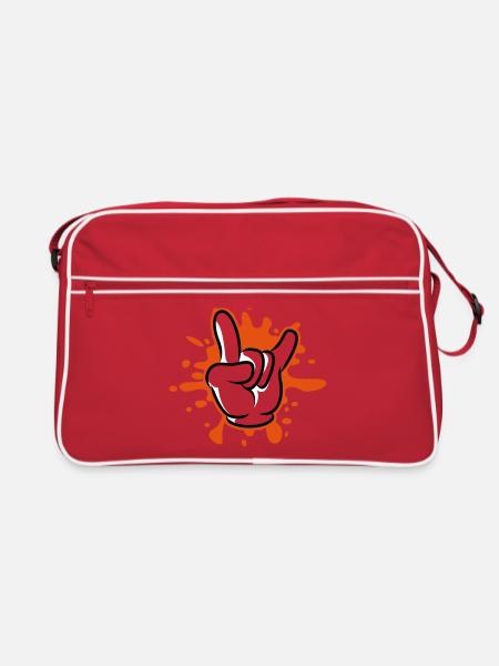 hand party symbol klecks - Retro Tasche - Rot/Weiß - Vorne