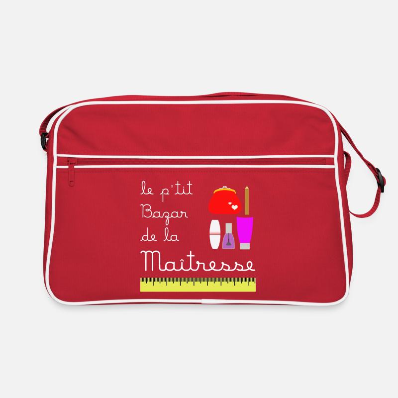 Le p'tit bazar de la Maîtresse (écrit blanc) - Sac Retro - rouge/blanc