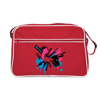 Arrows in different directions - Retro Bag - red/white - Front