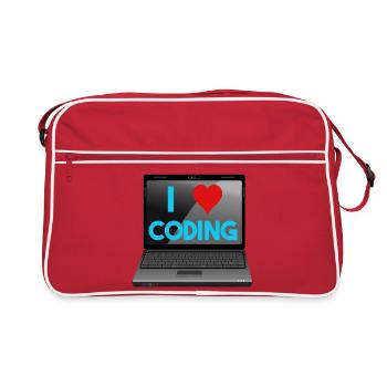 Programmieren, Programmierer, Informatiker - Retro Tasche - Rot/Weiß - Vorne