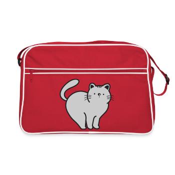 Katze Katzen - Retro Tasche - Rot/Weiß - Vorne