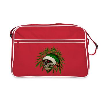 Totenschädel Hanf Weihnachten Wichtel Mütze dark - Retro Tasche - Rot/Weiß - Vorne