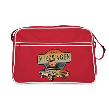 Coole Katzen Auto - Retro Tasche - Rot/Weiß - Vorne