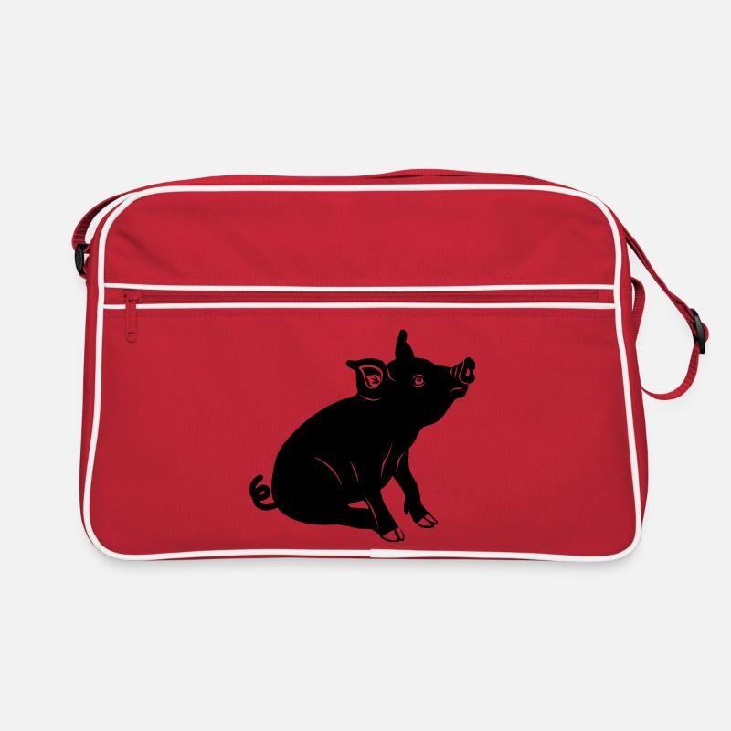Logo de Pig sitting Image d’ombre Sac Retro