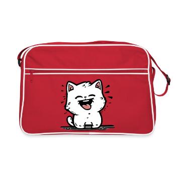 Loughing Kitty - Retro Tasche - Rot/Weiß - Vorne