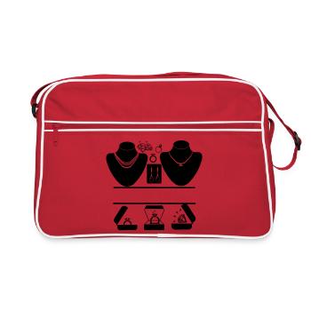 Logo de bijoutier avec bagues, diamants - Sac Retro - rouge/blanc - Devant