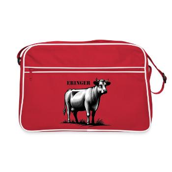 Eringer Kampfkuh – Stolz der Walliser Alpen - Retro Tasche - Rot/Weiß - Vorne