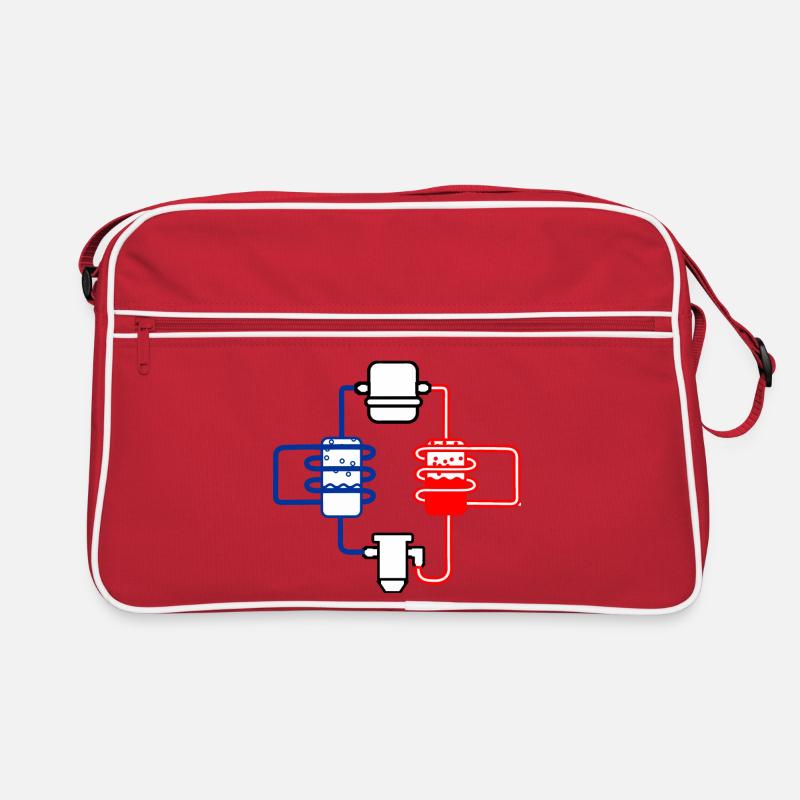 Wärmepumpe rot blau - Retro Tasche - Rot/Weiß