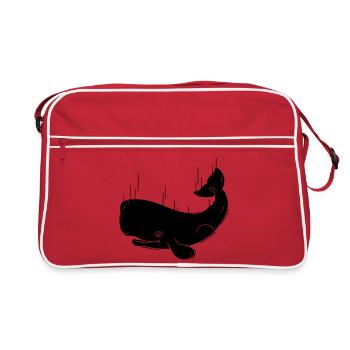 Falling Whale - Retro Bag - red/white - Front