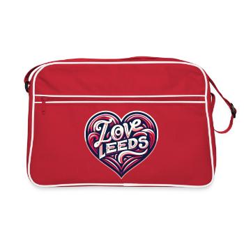 Ich liebe Leeds - Retro Tasche - Rot/Weiß - Vorne