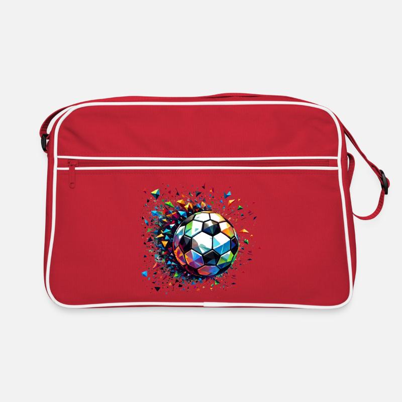 Bunt dynamisches Fußball Motiv mit Lichtreflexe - Retro Tasche - Rot/Weiß