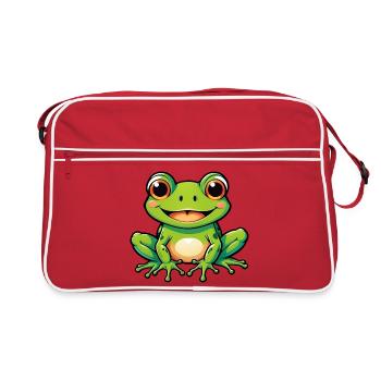 Cute Kids Cartoon Frog - Retro Bag - red/white - Front