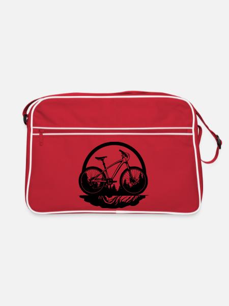 Fahrradfahrer Skizze - Retro Tasche - Rot/Weiß - Vorne
