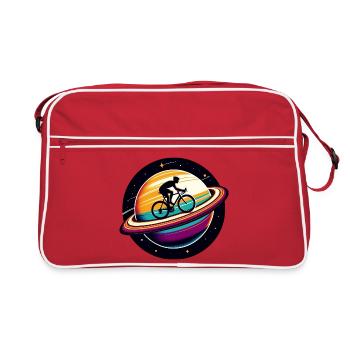 Cyclist on Saturn - Retro Bag - red/white - Front