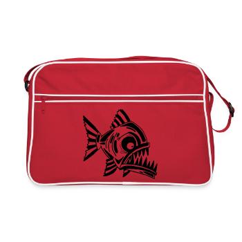 Poisson noir carnivore - Sac Retro - rouge/blanc - Devant