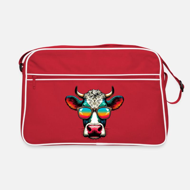 Kuh - Retro Tasche - Rot/Weiß