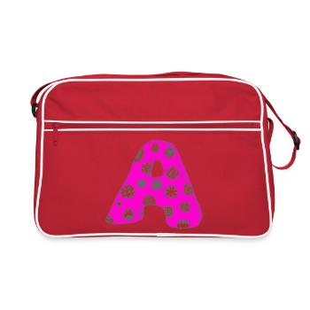 Letter A with character in pink - Retro Bag - red/white - Front