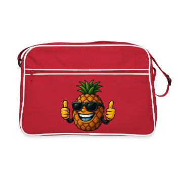 Cute Cartoon Pineapple Summer Fruit Fun Joy - Retro Bag - red/white - Front