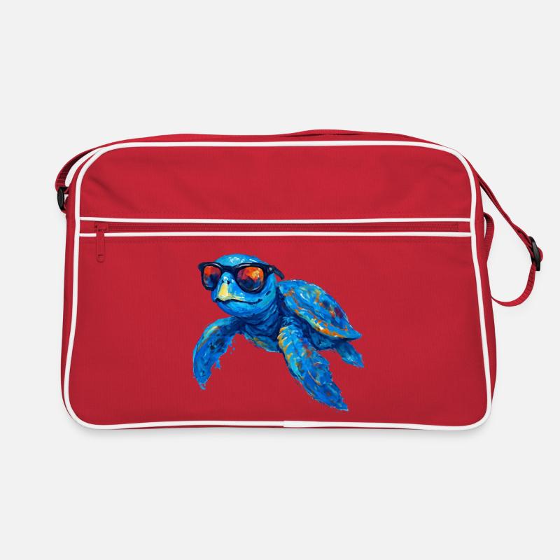 Colorful surfer turtle with sunglasses Retro Bag