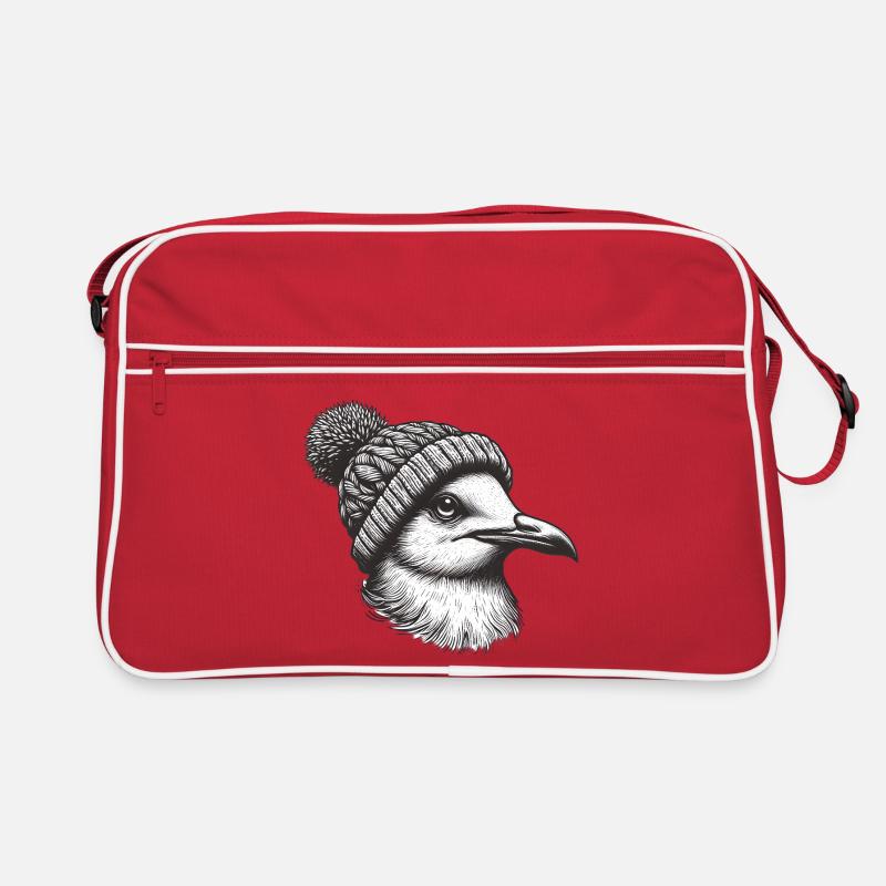 Seagull with bobble hat Retro Bag