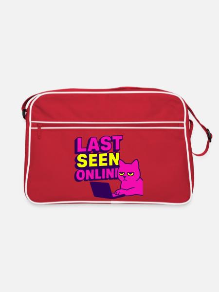 Last seen online: Meme design with annoyed cat - Retro Bag - red/white - Front