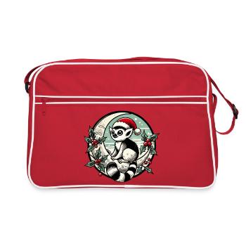 Festlicher Waschbär Weihnachtsmann Weihnachten - Retro Tasche - Rot/Weiß - Vorne