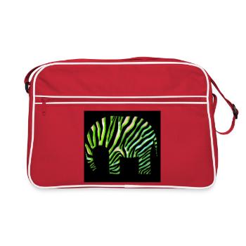 Green Zebra Print Abstract Design - Retro Bag - red/white - Front