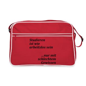 University motto "Studying = unemployed" Students - Retro Bag - red/white - Front