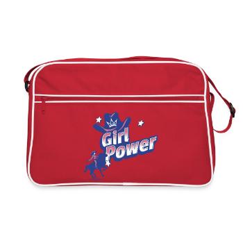 Girl Power - blauer Western - Retro Tasche - Rot/Weiß - Vorne