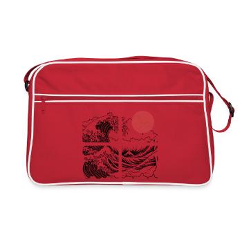 Soleil nocturne sur les vagues sur l’océan - Sac Retro - rouge/blanc - Devant