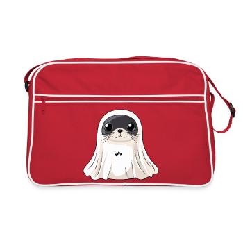 Robbe Tier Halloween Geist - Retro Tasche - Rot/Weiß - Vorne