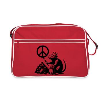 Ratte fordert Frieden - Retro Tasche - Rot/Weiß - Vorne