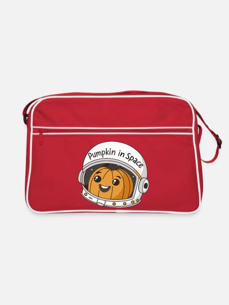 Kürbis im Astralraum - Retro Tasche - Rot/Weiß - Vorne