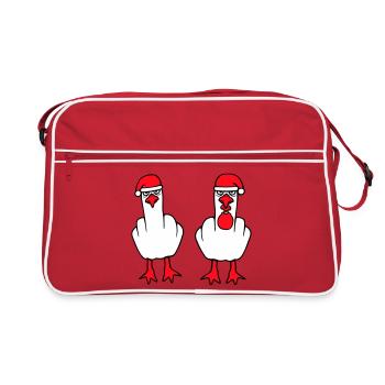 2 Seagulls Middle Finger Insult Christmas Team - Retro Bag - red/white - Front