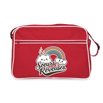 Miss Dreamer Süßes und poetisches Kinderdesign - Retro Tasche - Rot/Weiß - Vorne