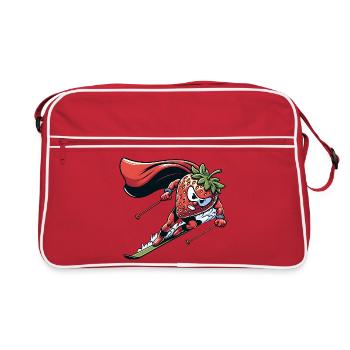 Strawberry Superhero Skiing Winter Fun - Retro Bag - red/white - Front