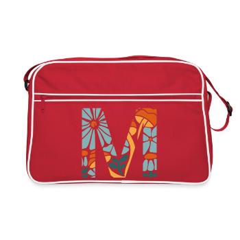 Letter m flowers groovy gift idea - Retro Bag - red/white - Front