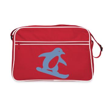 Escapade hivernale minimaliste en snowboard pingouin - Sac Retro - rouge/blanc - Devant