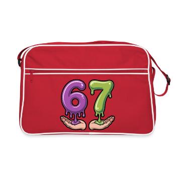 67 - T-shirt Brainrot drôle - Sac Retro - rouge/blanc - Devant