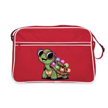 Lichtschein Turtle with sunglasses - Retro Bag - red/white - Front