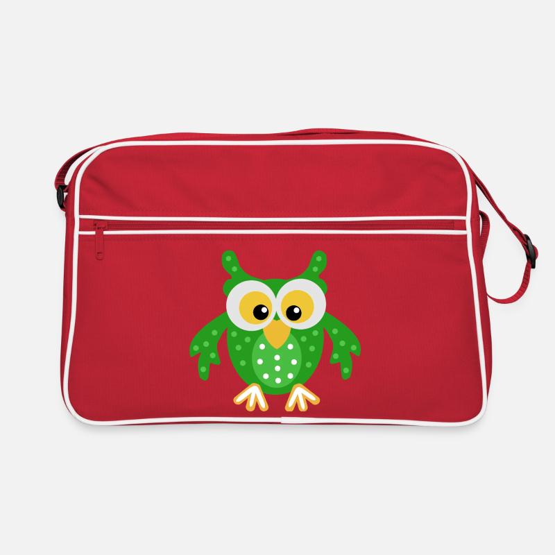 Hibou vert avec des points Sac Retro