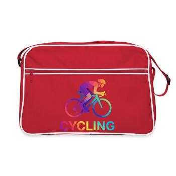 Vibrant Rainbow Cyclist Design - Retro Bag - red/white - Front
