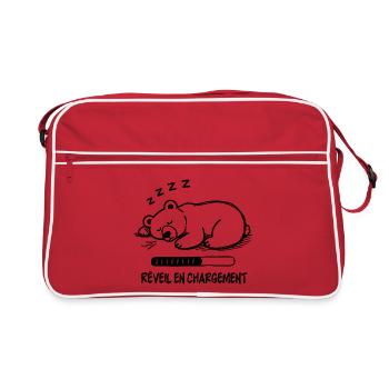 Black and White Sleeper Bear, Alarm Clock Charging - Retro Bag - red/white - Front