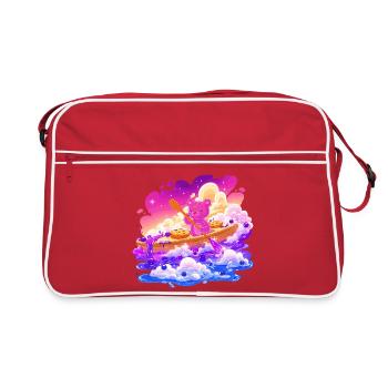 Colorful teddy boat in the sea of clouds - Retro Bag - red/white - Front
