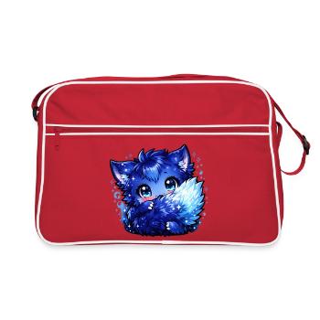 Design du Chibi du Renard Glace Bleu - Sac Retro - rouge/blanc - Devant