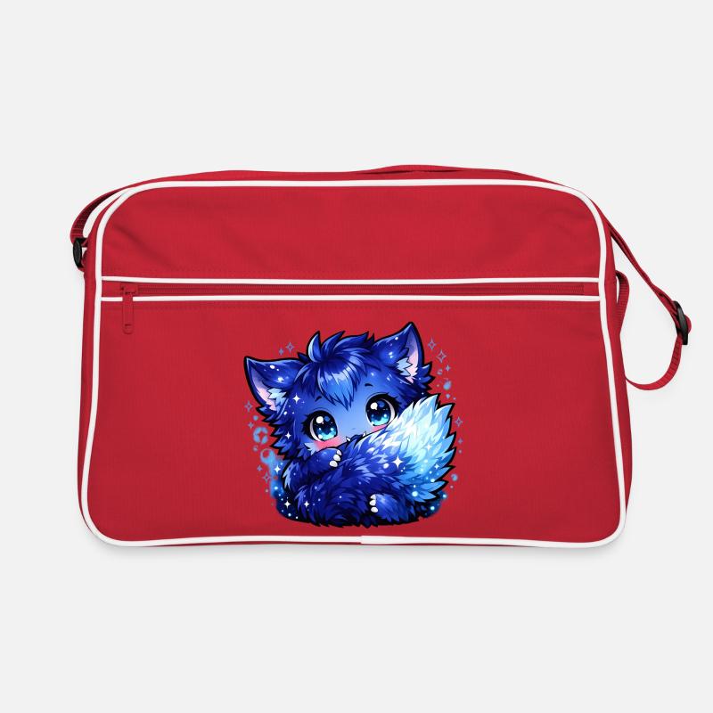 Blauer Eisfuchs Chibi-Design Retro Bag