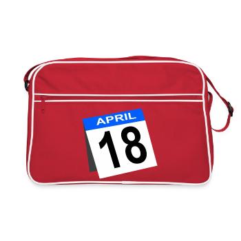 18. Geburtstag April Kalender - Retro Tasche - Rot/Weiß - Vorne