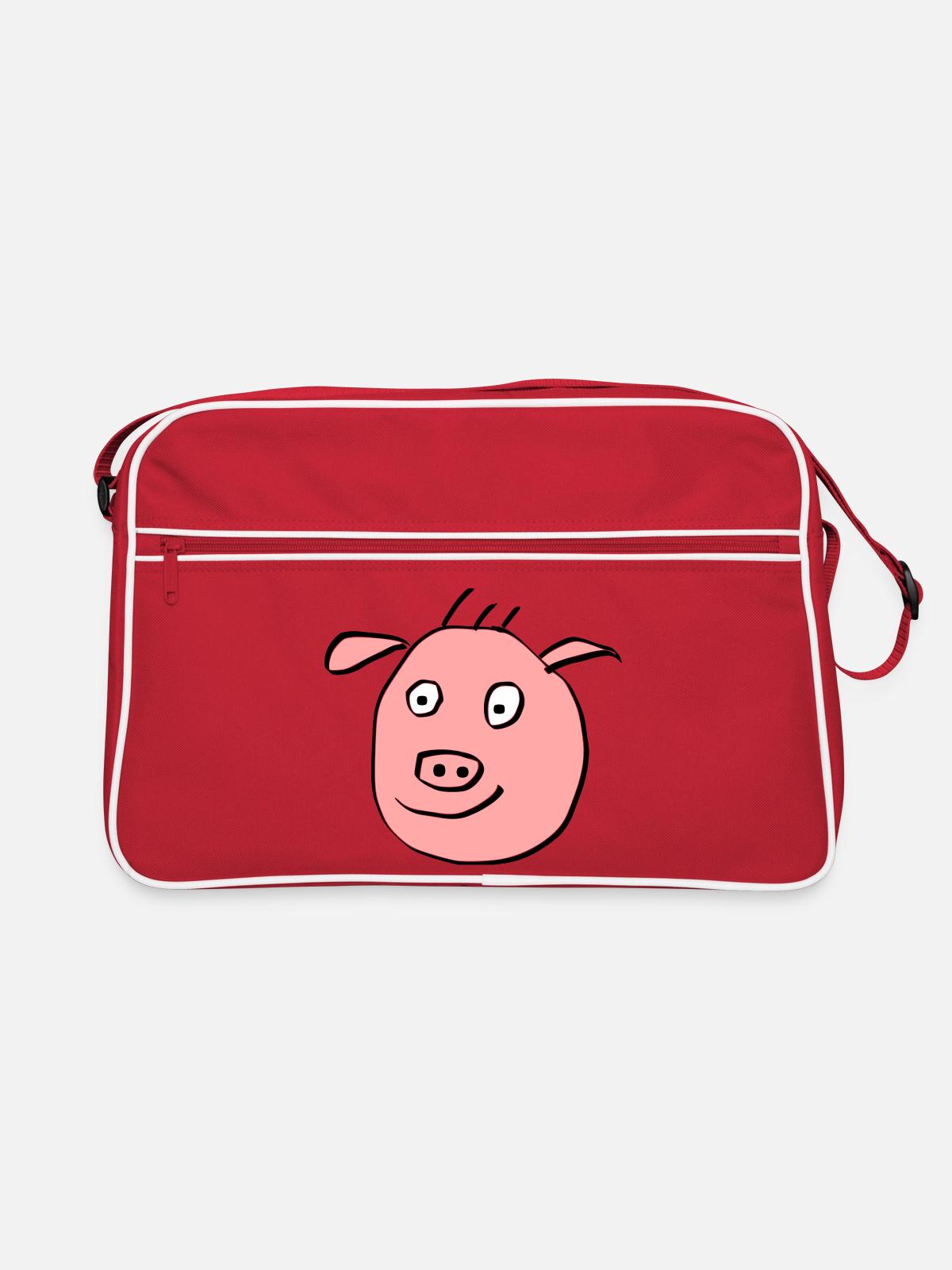 Visage de cochon mignon - Sac Retro - rouge/blanc - Devant