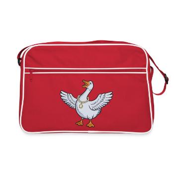 Gold Chain Goose Cartoon - Retro Bag - red/white - Front
